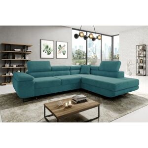 Romano - Aston Jumbo Cord Right Hand Facing Corner Sofa Bed with Storage and Lift Mechanism - Turquoise