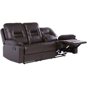 Beliani - Modern Faux Leather Recliner Sofa Manual Reclining Padded 3 Seater Brown Bergen