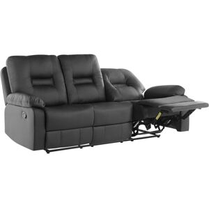 Beliani - Modern Faux Leather Recliner Sofa Manual Reclining Padded 3 Seater Black Bergen