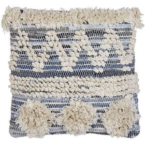 Beliani - Boho Cushion Cotton Geometric Pattern 45 x 45 cm Beige and Blue Eytelia
