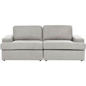 Beliani - Classic 3 Seater Sofa Upholstered Polyester Fabric Cushioned Backrest Thickly Padded Light Grey Alla