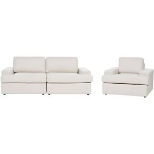 BELIANI Classic 4 Seater Sofa Set Upholstered Polyester Fabric with Armchair Cushioned Backrest Thickly Padded Light Beige Alla