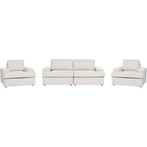 BELIANI Classic 5 Seater Sofa Set Upholstered Polyester Fabric with Armchair Cushioned Backrest Thickly Padded Light Beige Alla