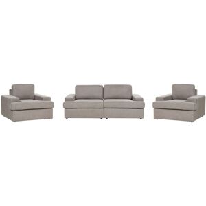 BELIANI Classic 5 Seater Sofa Set Upholstered Polyester Fabric with Armchair Cushioned Backrest Thickly Padded Taupe Alla