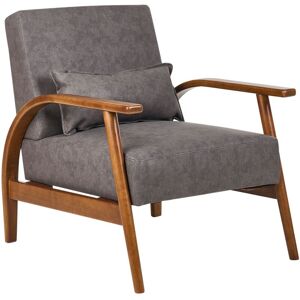 Beliani - Classic Retro Faux Leather Armchair with Armrests and Cushion Rubber Wood Legs Dark Brown Skara