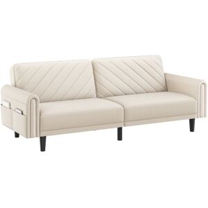 Convertible Sofa Bed, Fabric 3-Seater Sofa Bed for Limited Space/Small Apartments, Beige - Yaheetech