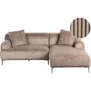 Beliani - Corduroy Left Corner Sofa 3 Seater Jumbo Cord Light Brown Stenum