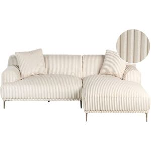 Beliani - Corduroy Left Corner Sofa 3 Seater Jumbo Cord Off White Stenum