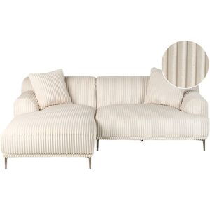 Beliani - Corduroy Right Corner Sofa 3 Seater Jumbo Cord Off White Stenum
