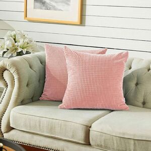 Memkey - Corn Kernel Pillow Case Soft Corduroy Cushion Cover Home Living Room Bedroom Decoration Sofa Pillow Case (2 Pack, Pink, 45 x 45 cm)