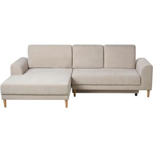 BELIANI Corner Sofa Bed 3 Seater NUBORG Chenille Beige Right Hand