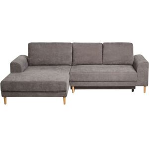 BELIANI Corner Sofa Bed 3 Seater NUBORG Chenille Taupe Right Hand