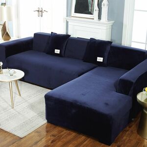 HOOPZI Corner Sofa Cover with Armrests Sofa Cover Stretch L-Shaped Protective Sofa (L-Shaped Corner Sofa, Please Buy Two Pieces)-Navy Single 90-140cm
