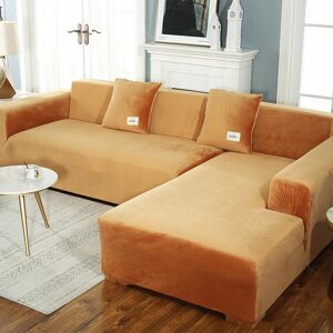 HOOPZI Corner Sofa Cover with Armrests Sofa Cover Stretch L-Shaped Protective Sofa (L-Shaped Corner Sofa, Please Buy Two Pieces)-Orange Single 90-140cm