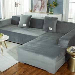 HOOPZI Corner Sofa Cover with Armrests Sofa Cover Stretch L-Shaped Protective Sofa (L-Shaped Corner Sofa, Please Buy Two Pieces)-Single Light Gray 90-140cm