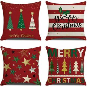 Hoopzi - Decorative Pillow Covers, 45.7 x 45.7 Cm, 4 Pieces, For Winter, Decorative Pillows For Couch, Sofa, Bed, Breathable Linen With Hidden Zipper