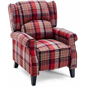 More4homes - eaton wing back fireside check fabric recliner armchair sofa lounge cinemo chair red