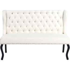 BELIANI Upholstered Bench 2 Seater TORSBY Fabric White