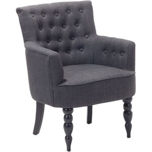 Beliani - Classic Buttoned Tufted Upholstered Armchair Wooden Legs Dark Grey Alesund