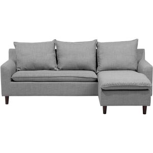Beliani - Modern Fabric Corner Left Hand Sectional Sofa Polyester Solid Wood Legs Light Grey Elvenes