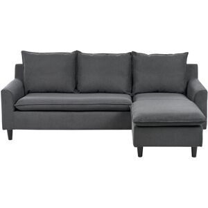 Beliani - Modern Fabric Left Hand Corner Sectional Sofa Polyester Solid Wood Legs Dark Grey Elvenes