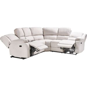 Beliani - Fabric Power Recliner Corner Sofa 5-Seater Cup Holder usb Charger Light Beige Rokke