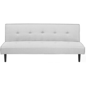 BELIANI Modern Fabric Sofa 3 Seater Armless Couch Bed Buttoned Light Grey Visby
