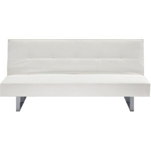Beliani - Modern Faux Leather Convertible Sofa Bed Armless Buttoned Back White Derby