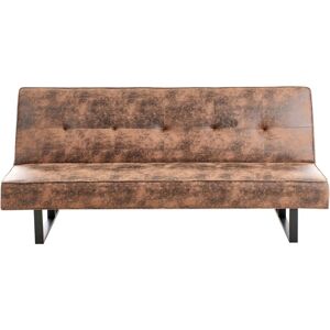 Beliani - Modern Faux Leather Convertible Sofa Bed Armless Buttoned Back Brown Derby