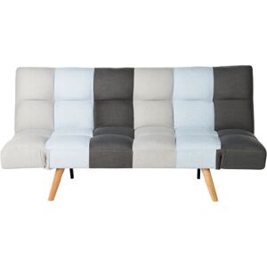 Beliani - Sofa Bed Click Clack 2 Seater Adjustable Armrests Grey Blue Patchwork Ingaro