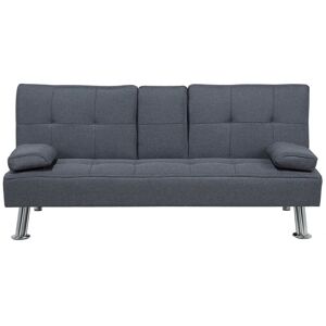 Beliani - Modern Fabric Sofa Bed Click-clack Convertible Drop-down Table Dark Grey Roxen