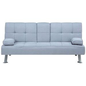 Beliani - Modern Fabric Sofa Bed Click-clack Convertible Drop-down Table Light Grey Roxen