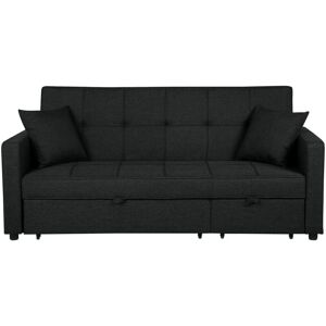 BELIANI Sofa Bed 3 Seater GLOMMA Fabric Black