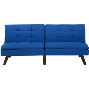 Beliani - Modern Fabric Sofa Bed Cobalt Blue Polyester Solid Wood Frame Reclining Ronne