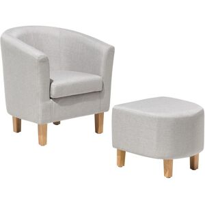 Beliani - Classic Fabric Tub Chair with Footstool Grey Fabric Armchair Living Room Holden