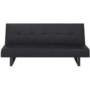 Beliani - Modern Faux Leather Convertible Sofa Bed Armless Buttoned Back Black Derby