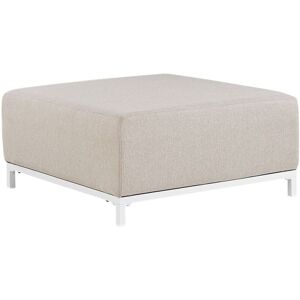 Beliani - Outdoor Indoor Ottoman Sofa Upholstered Beige Fabric Black Legs Rovigo