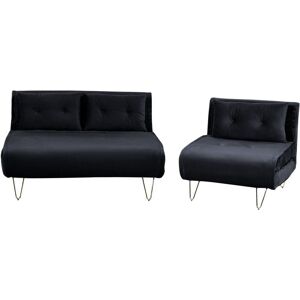 BELIANI Living Room Set 3 Seater VESTFOLD Velvet Black