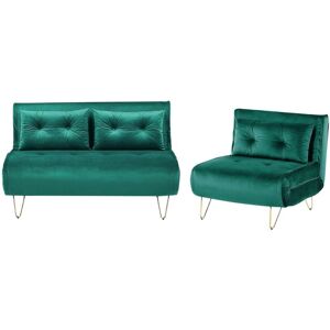 BELIANI Living Room Set 3 Seater VESTFOLD Velvet Dark Green