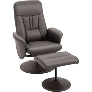 2 Pcs Reclining Armchair Ottoman 360° Swivel Home Furniture pu Leather Brown - Homcom