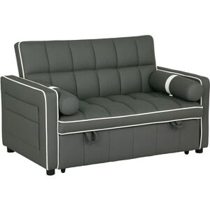 Homcom - 2 Seater Pull Out Sofa Bed with Adjustable Backrest, Charcoal Grey