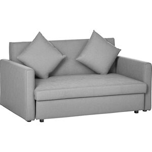 Homcom - Convertible 2 Seater Sofa Bed with 2 Cushions Storage for Living Room Light Grey