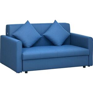 Convertible 2 Seater Sofa Bed with 2 Cushions Storage for Living Room Blue - Homcom