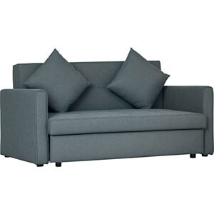 Convertible 2 Seater Sofa Bed with 2 Cushions Storage for Living Room Dark Grey - Homcom