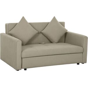 Convertible 2 Seater Sofa Bed with 2 Cushions Storage for Living Room Light Brown - Homcom