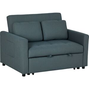 Homcom - 2 Seater Sofa Bed Convertible Bed Settee with Cushions, Pockets Grey