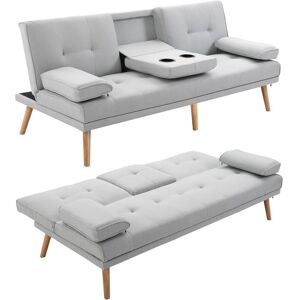 3 Seater Sofa Bed Scandi Style Recliner Adjustable Back Middle Table - Homcom