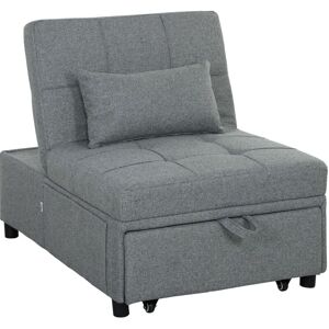 Homcom - 4-in-1 Pull Out Sleeper Chair Bed with Pockets, Light Grey