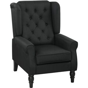 HOMCOM Accent Armchair Home Furniture Tufted Club Wood Fabric Black