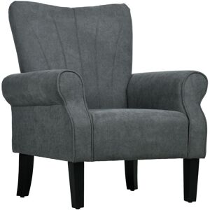 Armchair, Upholstered Modern Accent Chair with Wood Legs Grey - Homcom